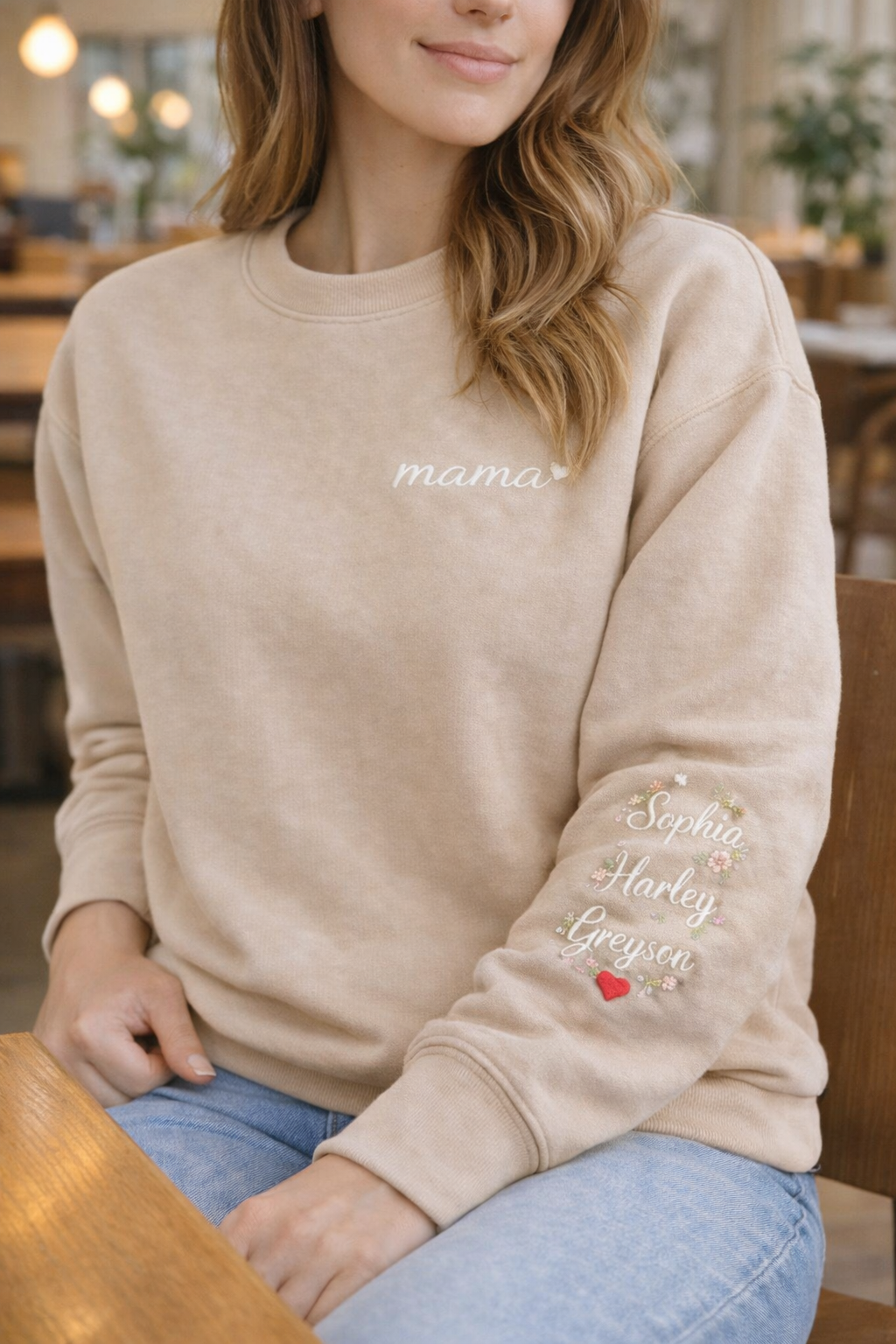 💐 Mama sweatshirt with children’s name on sleeve 💐