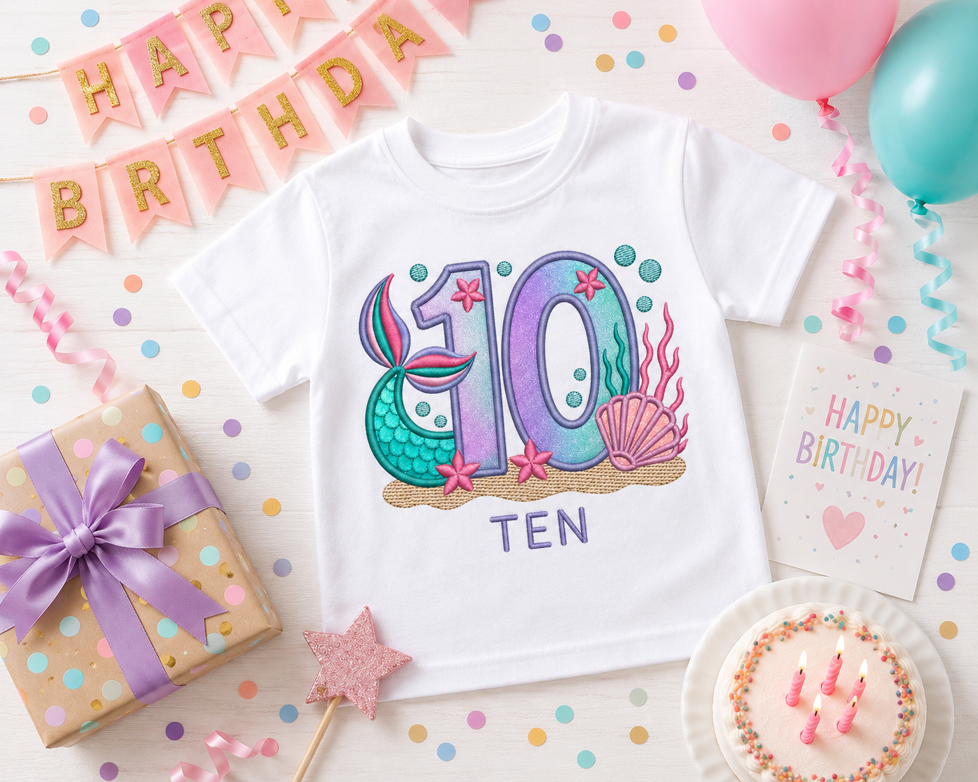 Birthday T-shirts Mermaid Theme