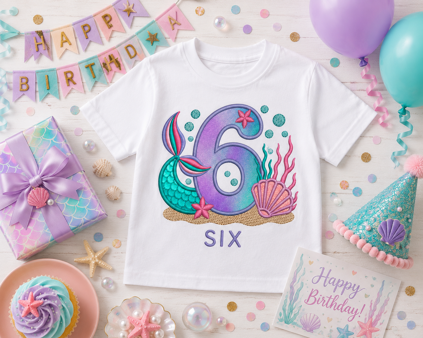 Birthday T-shirts Mermaid Theme