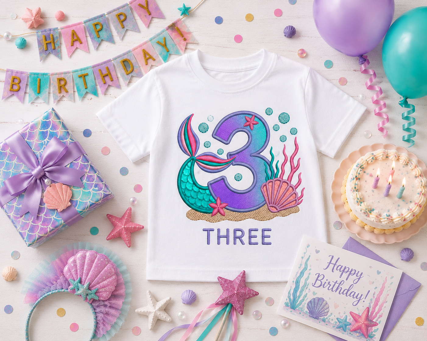 Birthday T-shirts Mermaid Theme