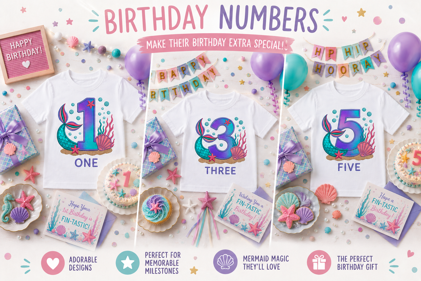 Birthday T-shirts Mermaid Theme